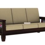 Home furniture Wooden Sofa Set for Living Room and Office 3 Three Seater Walnut Finish Natural Teak Finish (Alanis, Rosewood (Walnut Finish)) - 3 Seater