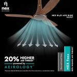 NNEX Dryft A90 Bldc 1200 Mm 5 stars Rated Premium Ceiling Fan With Remote Control 20%* Higher Air Thrust Airfluence Abs Blade For Low Noise 2-Yr Warranty Free Installation Walnut