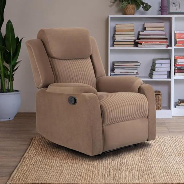 Sleepyhead RX6 - Single Seater Suede Fabric Recliner (Mocha Brown) |3 Modes of Comfort |High Back Rest for Extra Neck & Lumbar Support | Premium Pocket Springs for Plush Feeling