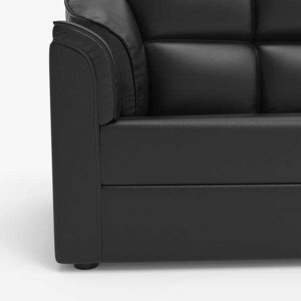 WESTIDO Mac Leatherette 3-Person Sofa (Finish Color - Black, Diy(Do-It-Yourself))|1 Year Warranty